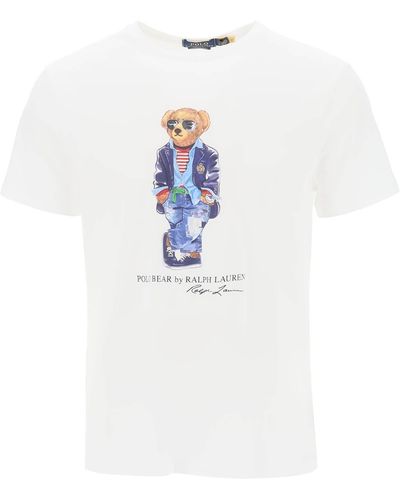 Ralph Lauren T-Shirt Polo Bear Custom Slim-Fit Bianca - Bianco