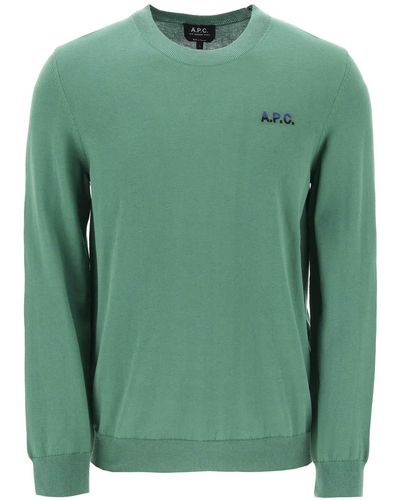 A.P.C. Crew Neck Cotton Sweater - Green
