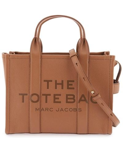 Marc Jacobs Borsa The Leather Small Tote Bag - Marrone