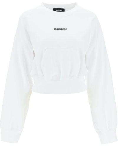 DSquared² Cropped Sweatshirt With Logo - White