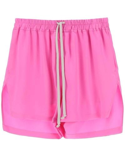 Rick Owens Silk Satin Shorts - Pink