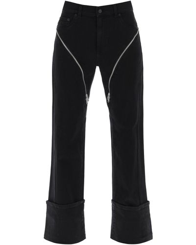 Mugler Straight Jeans With Zippers - Black