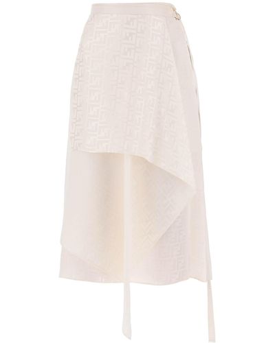 Fendi Ff Silk Draped Skirt - White