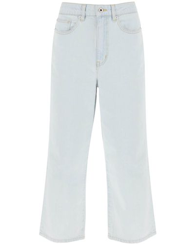 KENZO Jeans Cropped A Gamba Ampia 'Sumire' - Blu