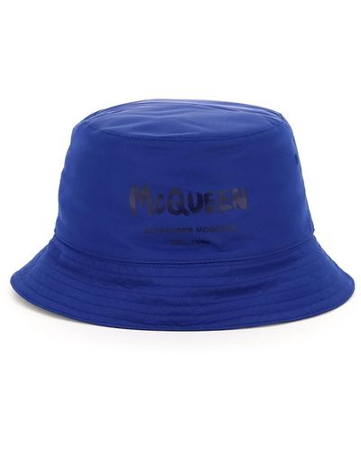 Alexander McQueen Mcqueen Graffiti Bucket Hat - Blue
