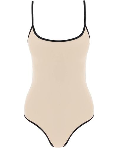 Totême Toteme One-Piece Swimsuit With Contrasting Trim Details - Natural