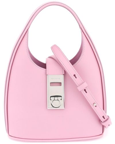 Ferragamo Salvatore Mini Leather Hobo Bag - Pink