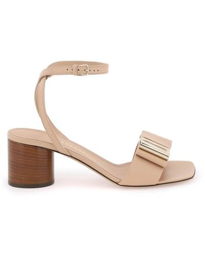 Ferragamo Sandals With Double Bow - White