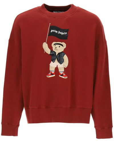 Palm Angels Pirate Bear Crewneck Sweatshirt - Red
