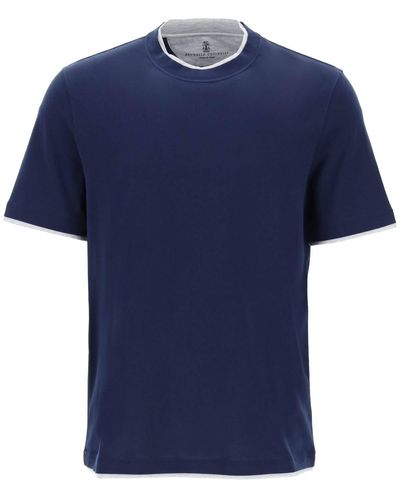 Brunello Cucinelli Layered-Effect T-Shirt - Blue