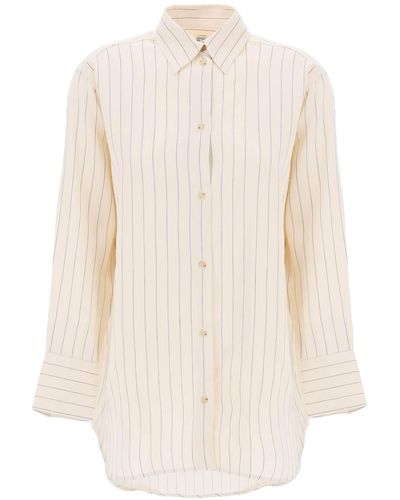 Totême Striped Viscose And Lyocell - White