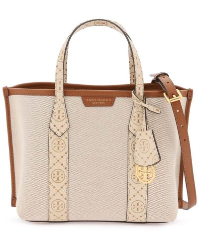 Tory Burch Borsa Shopping Perry Piccola In Tela - Neutro