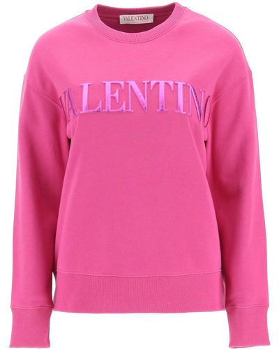 Valentino Sweatshirt With Laminated Embossed Logo - Pink