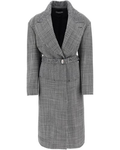 Tom Ford Cappotto Patchwork In Cashmere - Grigio