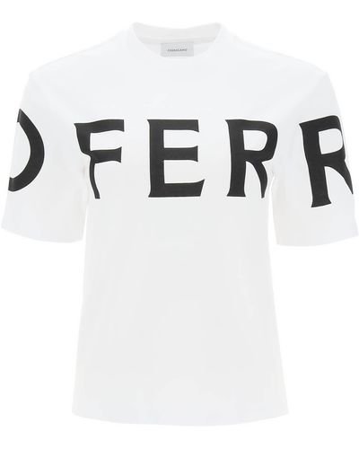 Ferragamo Short Sleeve T-Shirt With Oversized Logo - White