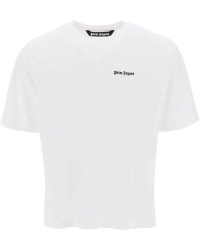 Palm Angels T-Shirt Con Banda Logo - Bianco