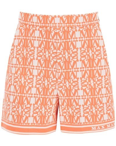 Max Mara 'Anagni' Cotton Jersey Jacquard Shorts - Orange