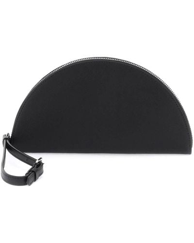 Maison Margiela Saffiano Leather Pouch With Wrist Handle - Black