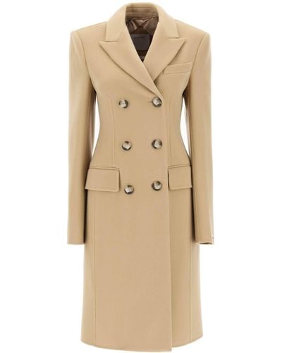 Sportmax Selim Double-Breasted Wool Coat - Natural