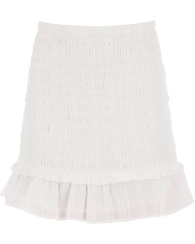 Isabel Marant Isabel Marant Etoile Smocked Cotton Dorela Mini Skirt - White