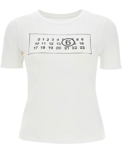 MM6 by Maison Martin Margiela Numeric Logo T-Shirt With Seven - White