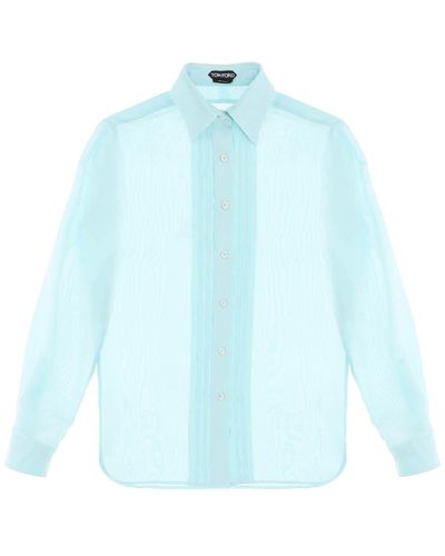 Tom Ford Silk Shirt With Plastron - Blue