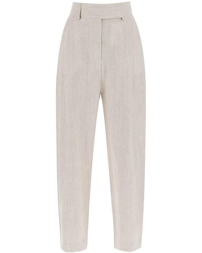 Totême Tapered Trousers With Mélange Finish - White