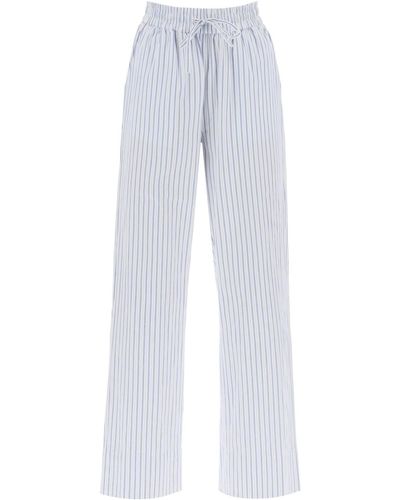 Skall Studio Striped Cotton Rue Pants With Nine Words - White