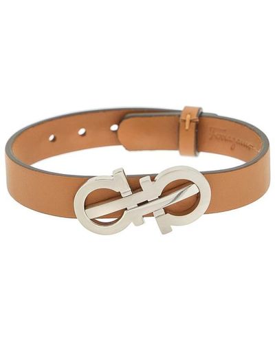 Ferragamo Salvatore Adjustable Leather Bracelet - White