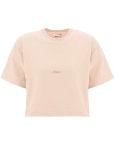 Autry Boxy T Shirt With Debossed Logo - Natural
