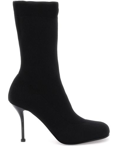 Alexander McQueen Knitted Ankle Boots - Black