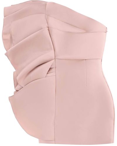 Solace London "Rio Mini Dress With Draped Panel - Pink