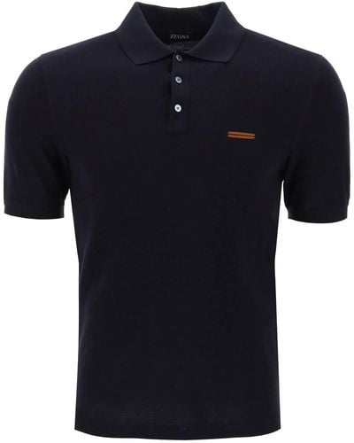 Zegna Regular Fit Cotton Polo Shirt - Black