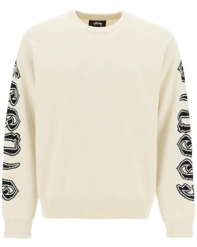 Stussy Crew Neck Cotton Sweater - Natural