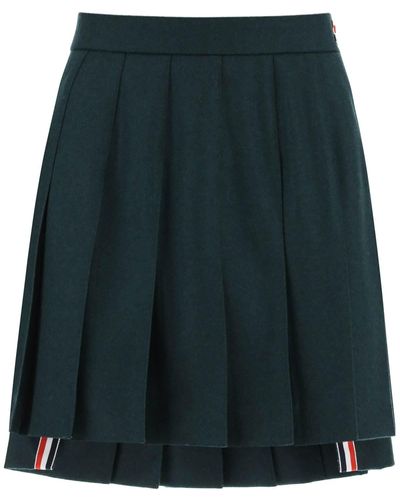 Thom Browne Flannel Mini Pleated Skirt - Green