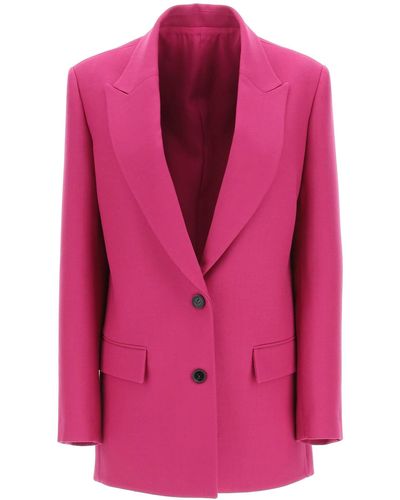 Valentino Double Compact Drill Single Breasted Blazer - Pink