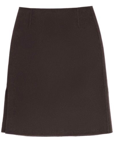 Totême Pencil Skirt In Double Wool - Brown