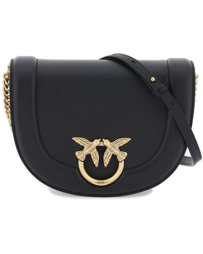 Pinko Mini Love Bag Click Round Leather Shoulder Bag - Black
