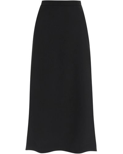 The Row 'avianna' Stretch Wool Midi Skirt - Black