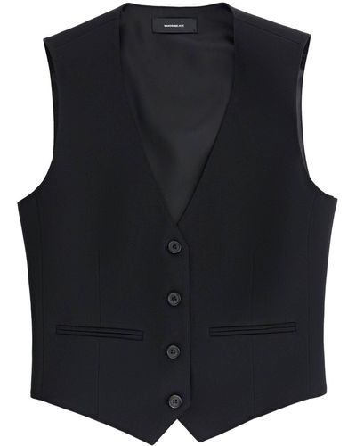 Wardrobe NYC Lightweight Wool Tailored Vest - Black