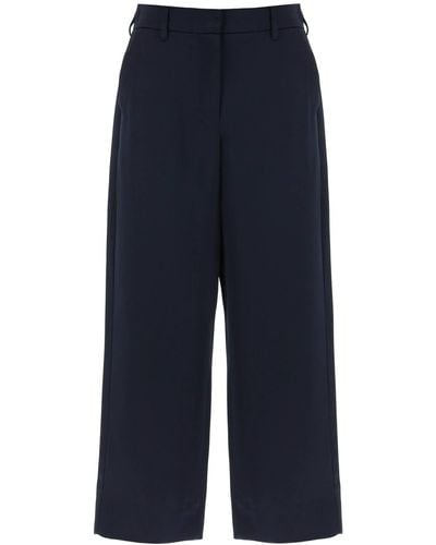 Max Mara Monza Cropped Satin Trousers - Blue