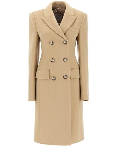 Sportmax Selim Double-Breasted Wool Coat - Natural