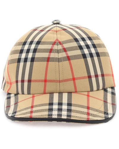 Burberry Check Print Baseball Cap - Natural