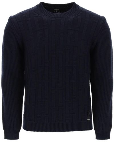 Fendi Pullover FF Stripe in lana - Blu