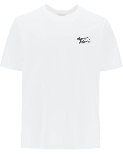 Maison Kitsuné T Shirt With Logo Lettering - White