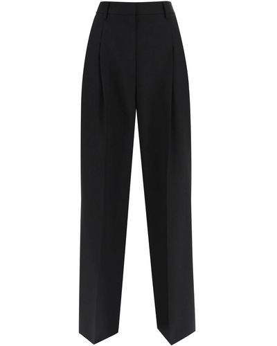 Burberry Wool Pants With Darts - Black