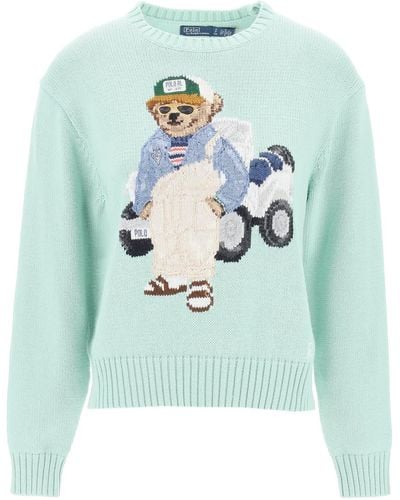 Polo Ralph Lauren Polo Bear-intarsia Cotton Knitted Jumper - Green