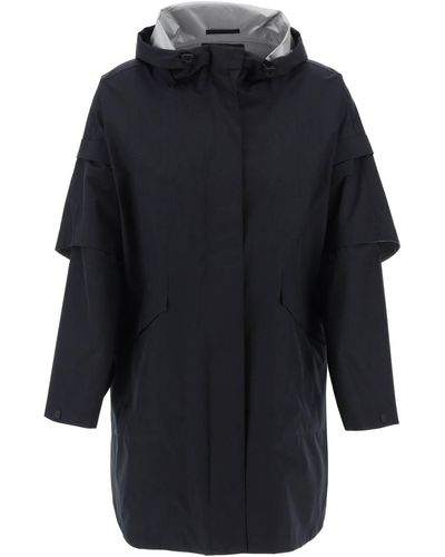 Herno "Removable Sleeve Cape Coat - Blue