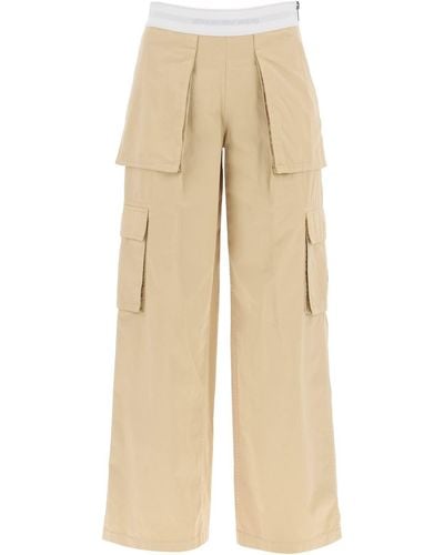 Alexander Wang Rave Cargo Trousers With Elastic Waistband - Natural