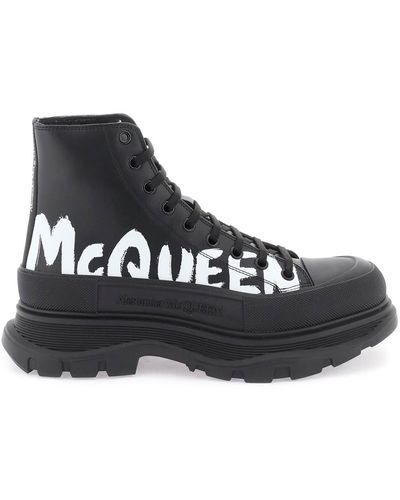 Alexander McQueen And White Tread Slick Ankle Boots - Black